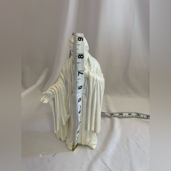 Ivory Ceramic Monk Sculpture - Picture 6 of 8